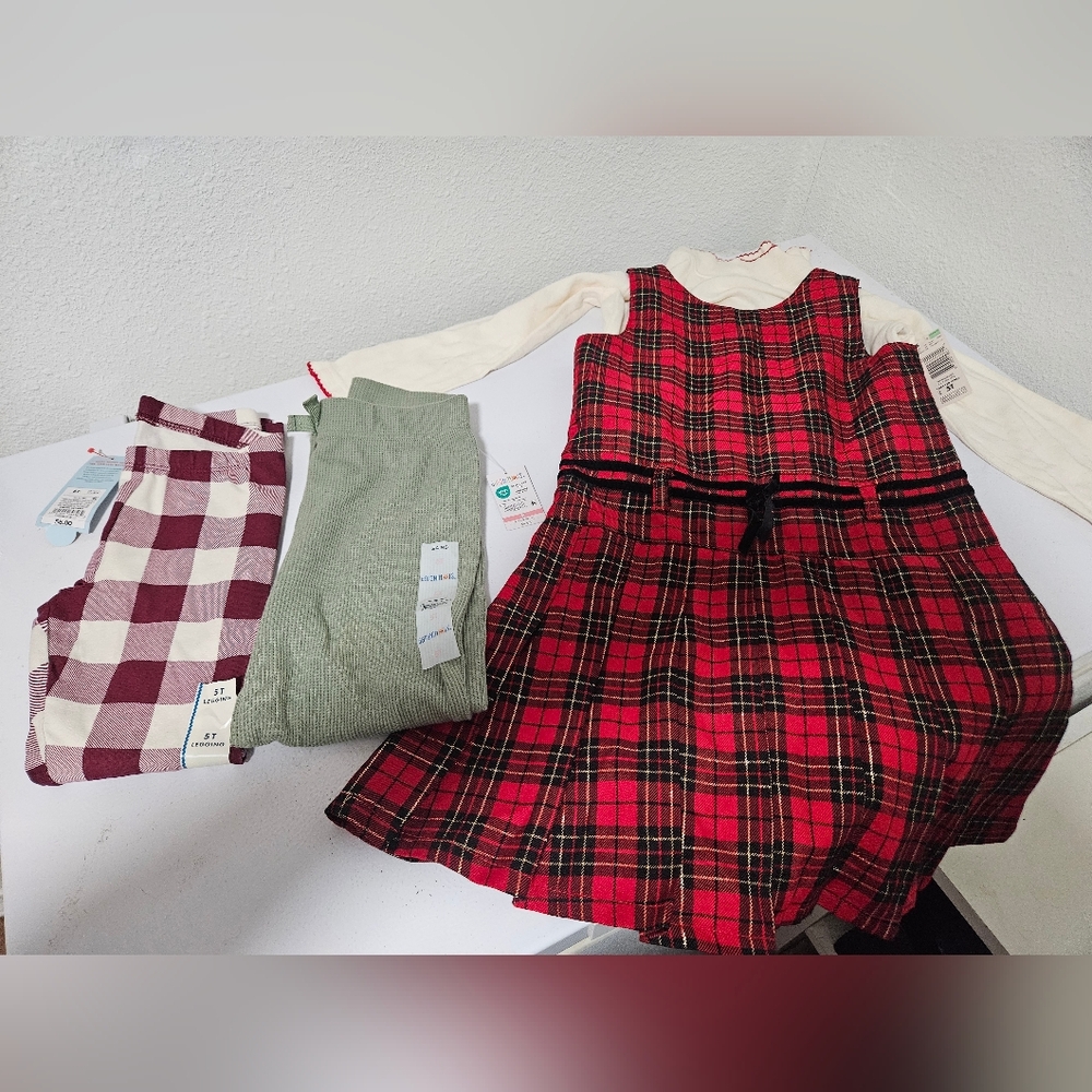 Wonderkids Red Plaid Dress with Cream Top